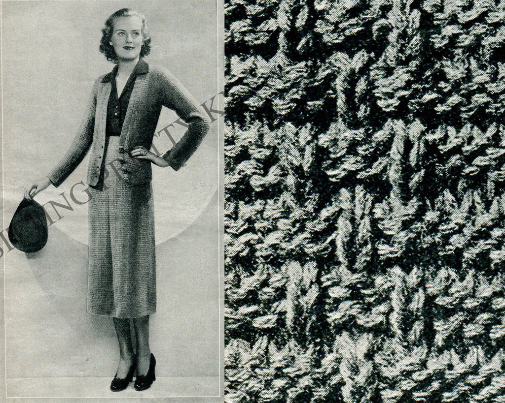 1930s Knit Suit Pattern, Vintage Women's Bulky Yarn (PDF Pattern) B39" - Sitting Pretty Knits
