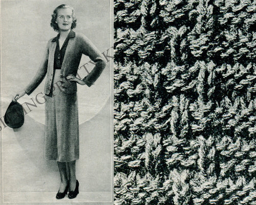 1930s Knit Suit Pattern, Vintage Women's Bulky Yarn (PDF Pattern) B39" - Sitting Pretty Knits