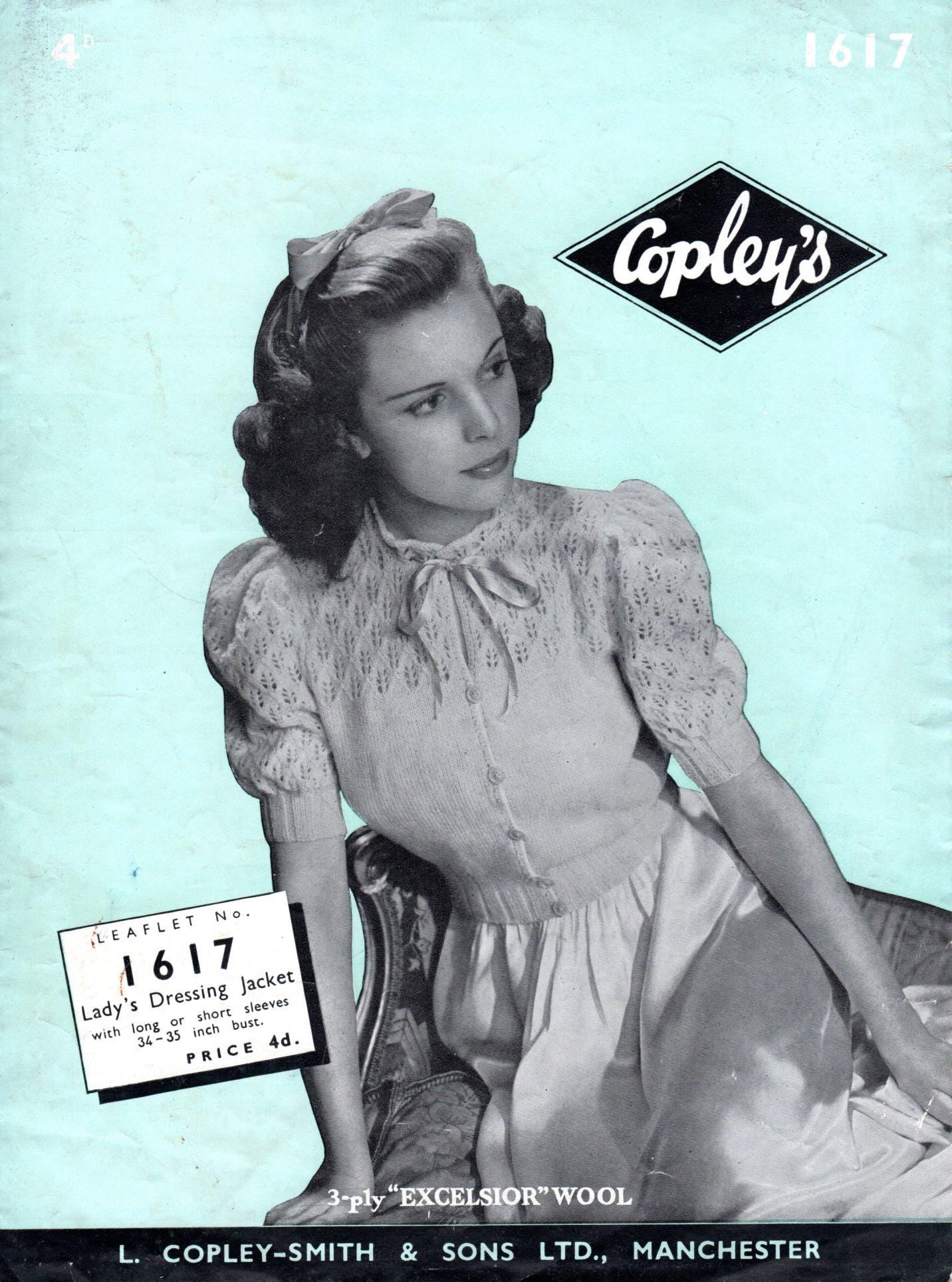 1940s Lace Yoke Knit Bed Jacket Pattern, Bust 34 - 35 (PDF Pattern) - Sitting Pretty Knits
