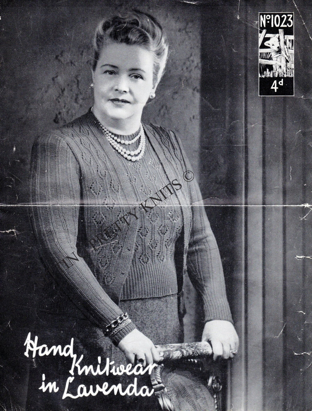 1940s Lacy Twin Set Knitting Pattern, Plus Size 40 - 42" Bust (PDF Pattern) - Sitting Pretty Knits