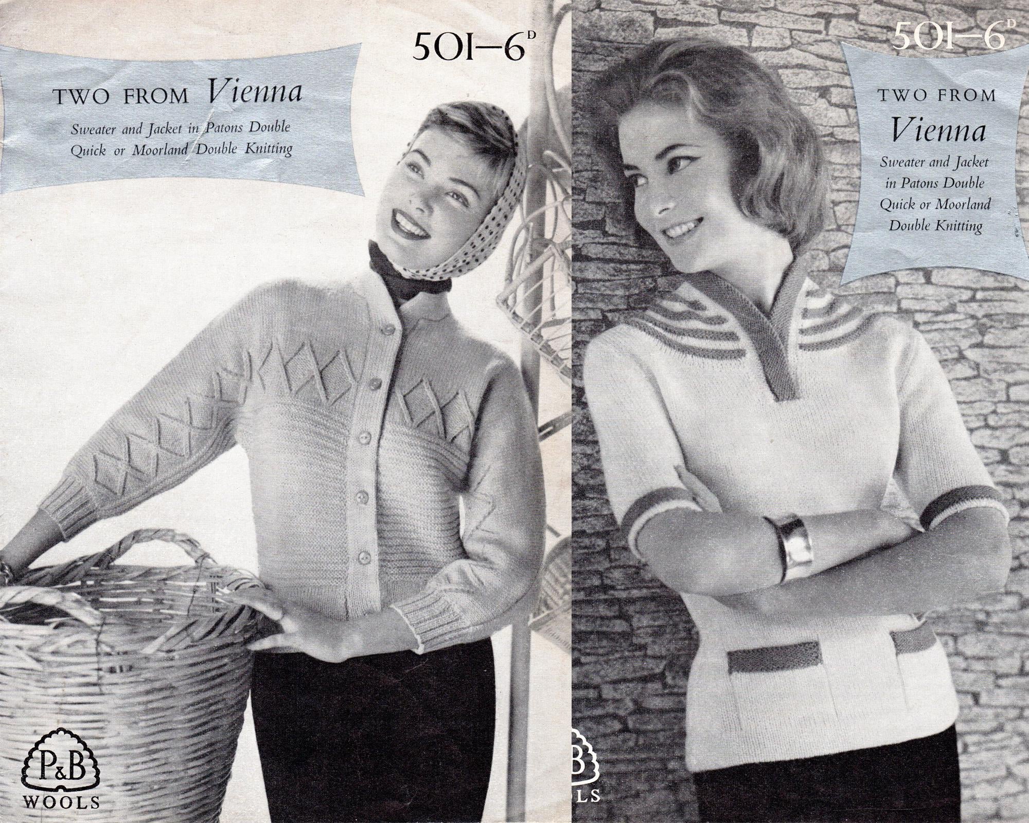 1950s Diamond Jacket and Stripe Yoke Jumper Knitting Pattern (Digital Download) 34" - 36" Bust - Sitting Pretty Knits
