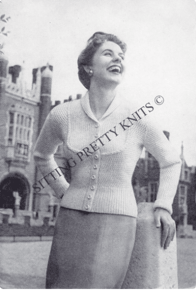 1950s Coat Knitting Pattern, Bib Front, Tuxedo, Tailored Styles (Digital Download) 34 - 38" Bust - Sitting Pretty Knits