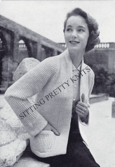 1950s Coat Knitting Pattern, Bib Front, Tuxedo, Tailored Styles (Digital Download) 34 - 38" Bust - Sitting Pretty Knits