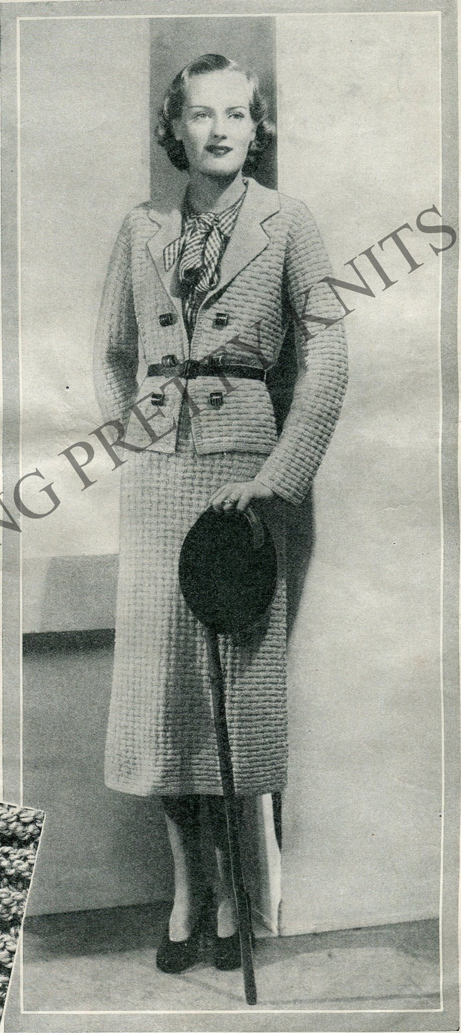Vintage Knitted Skirt Suit Knitting Pattern (PDF Pattern) B 38" W 28" H 40" - Sitting Pretty Knits