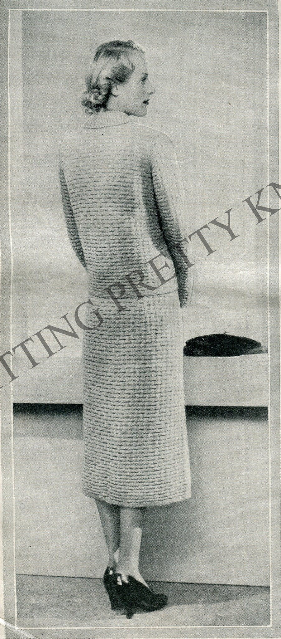 Vintage Knitted Skirt Suit Knitting Pattern (PDF Pattern) B 38" W 28" H 40" - Sitting Pretty Knits