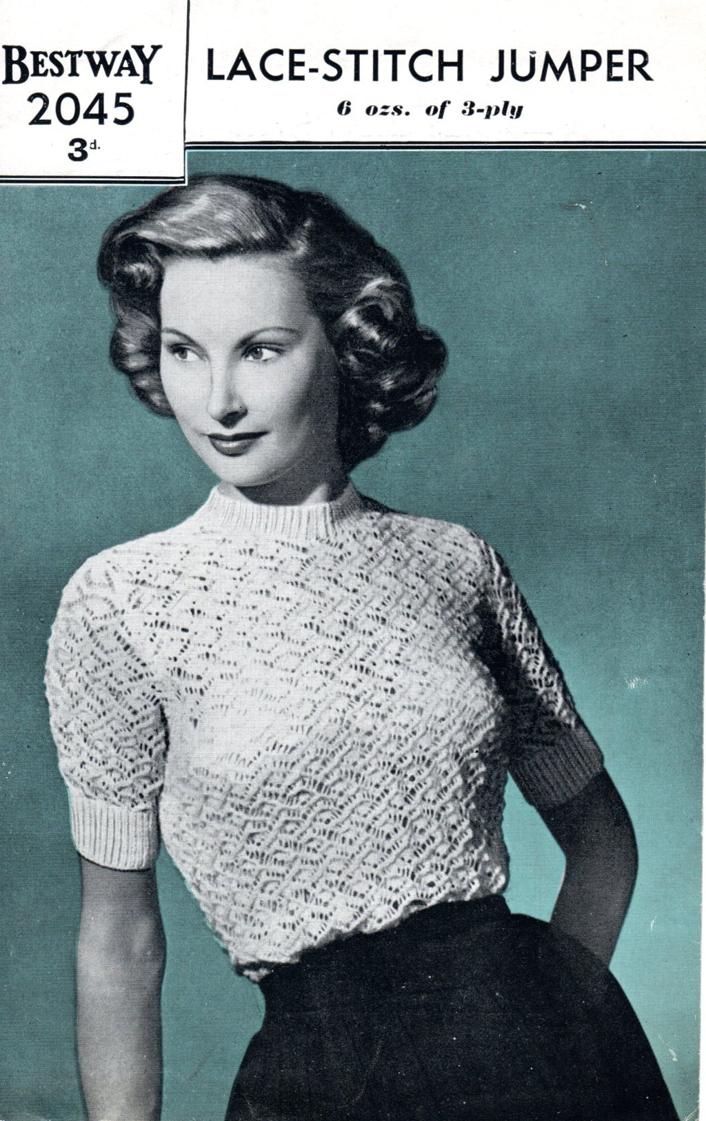 1940s Vintage Lace - Stitch Jumper Knitting Pattern - (pdf) - Sitting Pretty Knits
