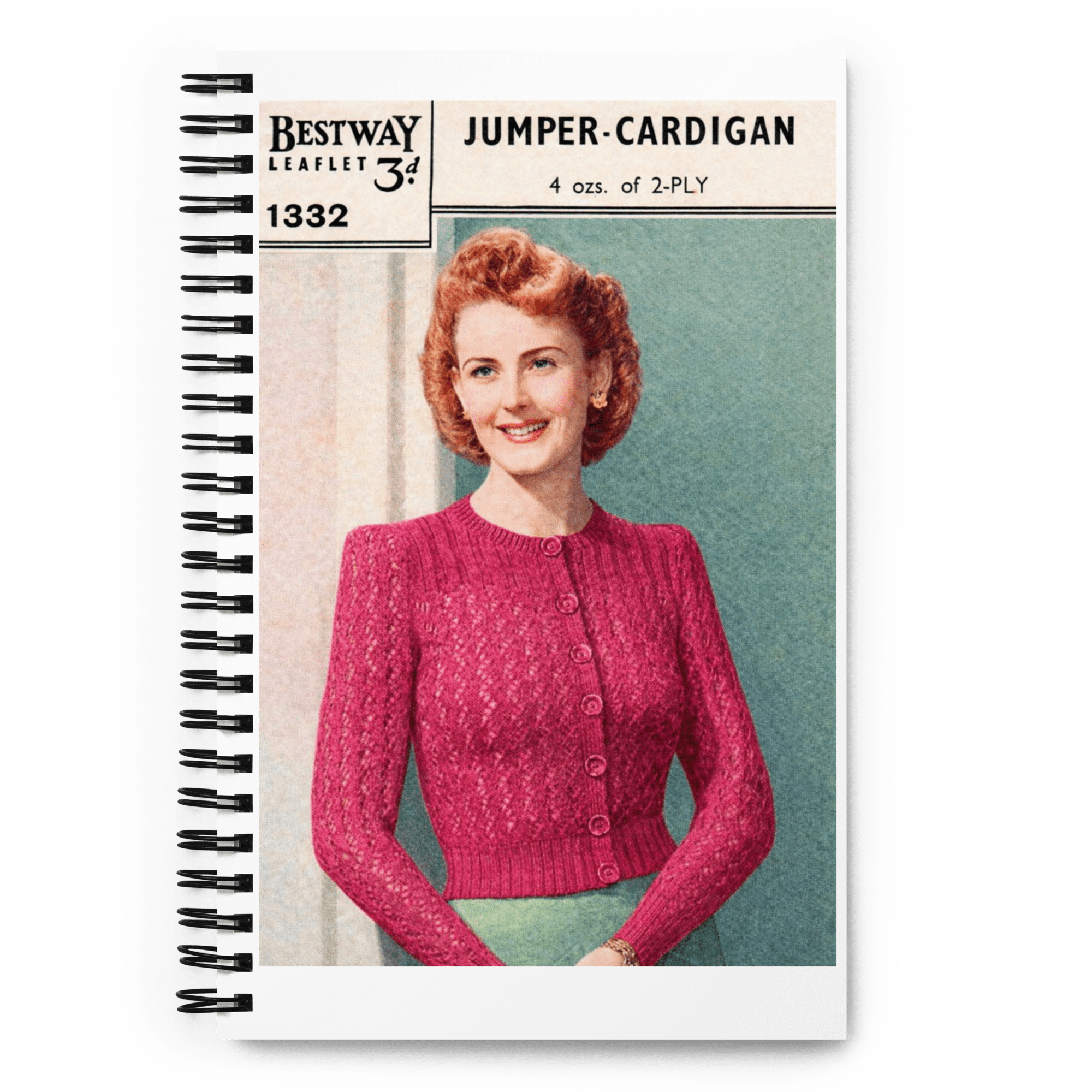 Vintage Knitting Pattern A5 Spiral Notebook Dotted Pages - Sitting Pretty Knits