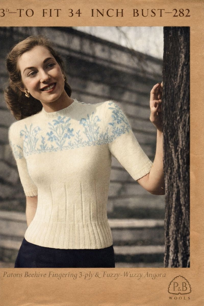Vintage Spring Floral Sweater Knitting Pattern PDF | 1940s Easter Knit - Sitting Pretty Knits