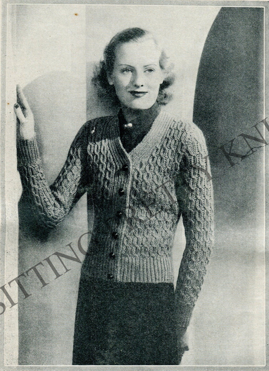 Bust 35" AND 44", Cabled Quick Knit, 1930s vintage cardigan 30s knitting pattern pdf - Sitting Pretty Knits