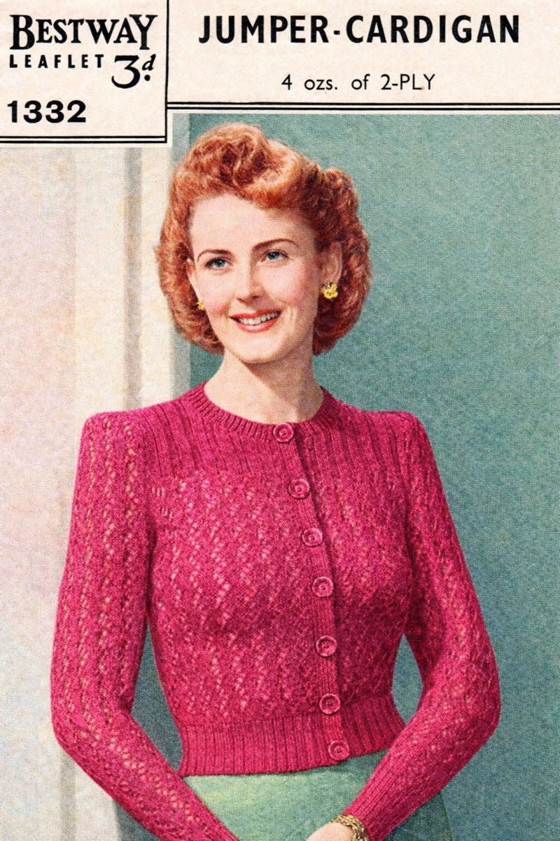 Bestway 1332 Lacy Cardigan – Vintage Knitting Pattern | Spring Cardigan - Sitting Pretty Knits