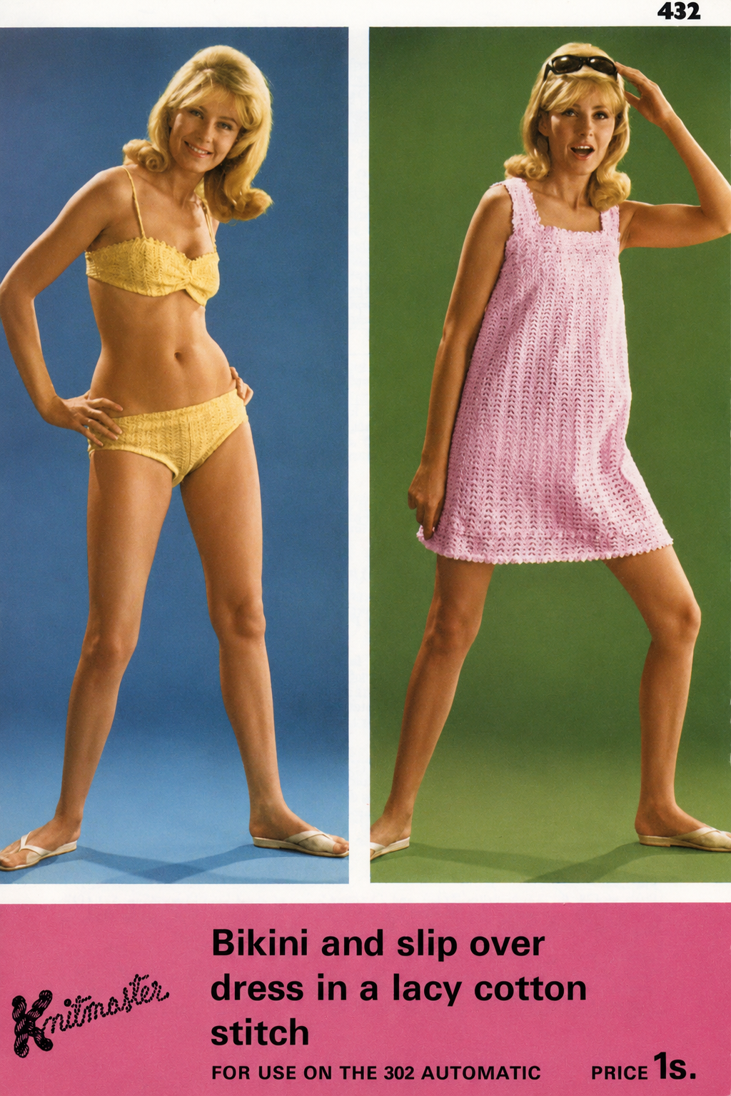 Vintage Knitmaster Machine Knitting Pattern – 70s Lacy Cotton Bikini & Slipover Beach Dress