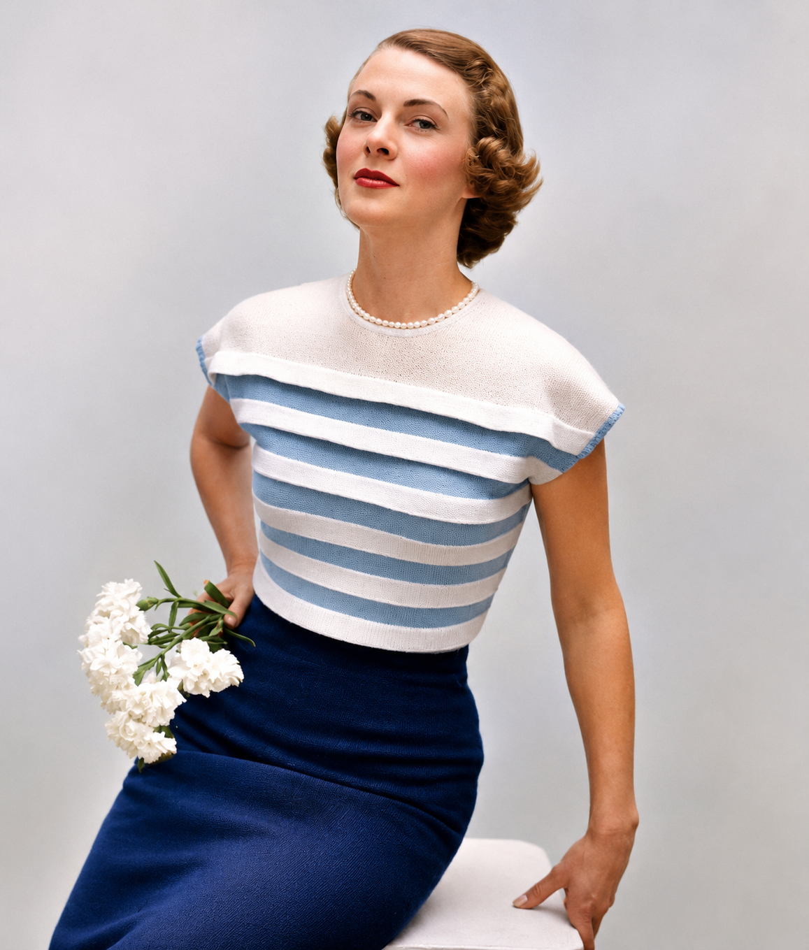 American Style Striped Jumper in 2 Ply | Patons & Baldwins 838