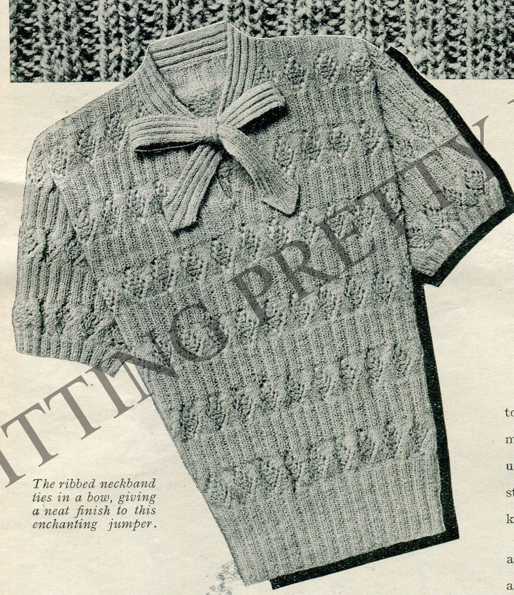 1930s Darling Diamonds Sweater Knitting Pattern (Bust 34 - 36") (Digital Download) - Sitting Pretty Knits