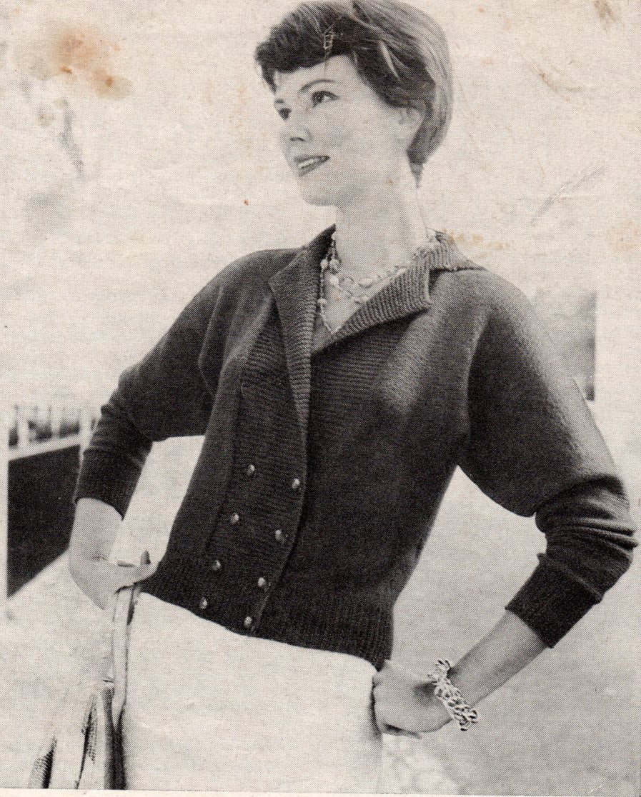 Coatee with a Nautical Air Knitting Pattern PDF – Vintage Double - Breasted Cardigan (34–36” Bust) - Sitting Pretty Knits
