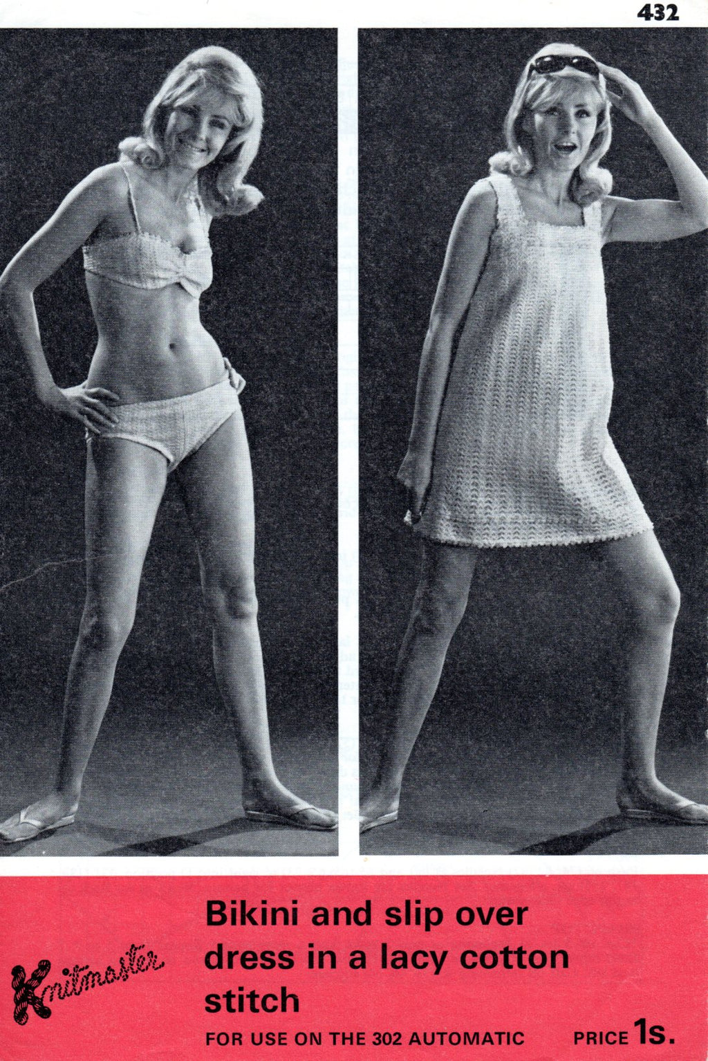 Vintage Knitmaster Machine Knitting Pattern – 70s Lacy Cotton Bikini & Slipover Beach Dress