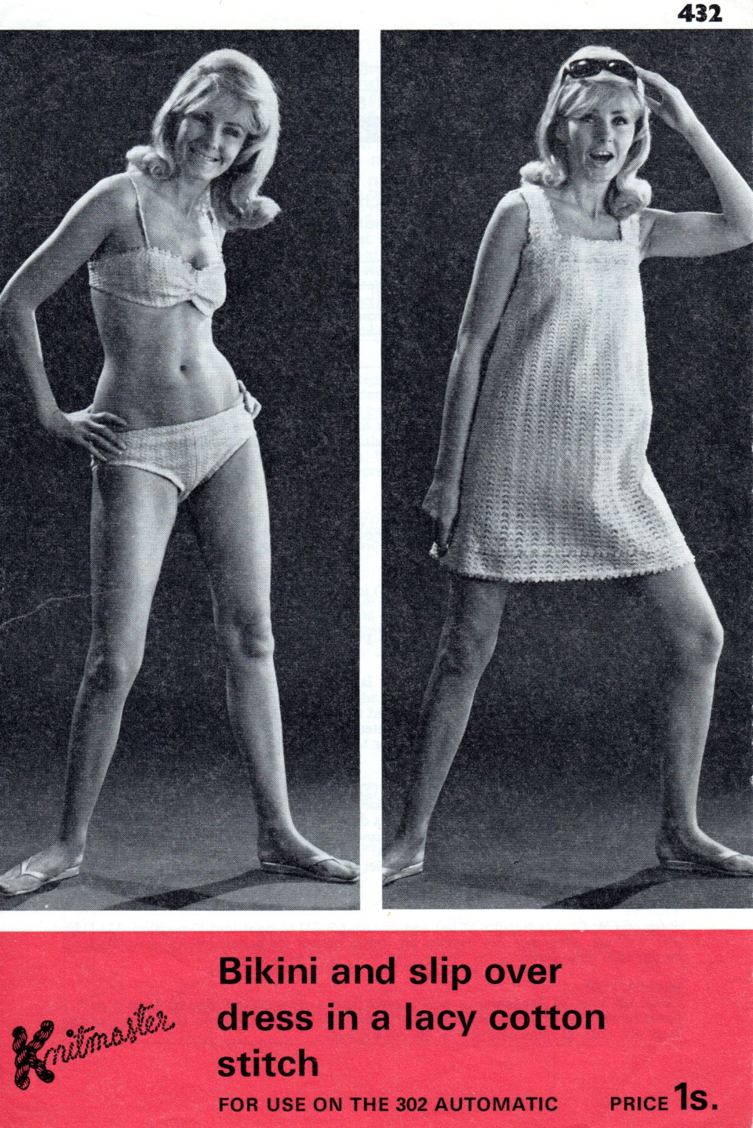 Vintage Knitmaster Machine Knitting Pattern – 70s Lacy Cotton Bikini & Slipover Beach Dress