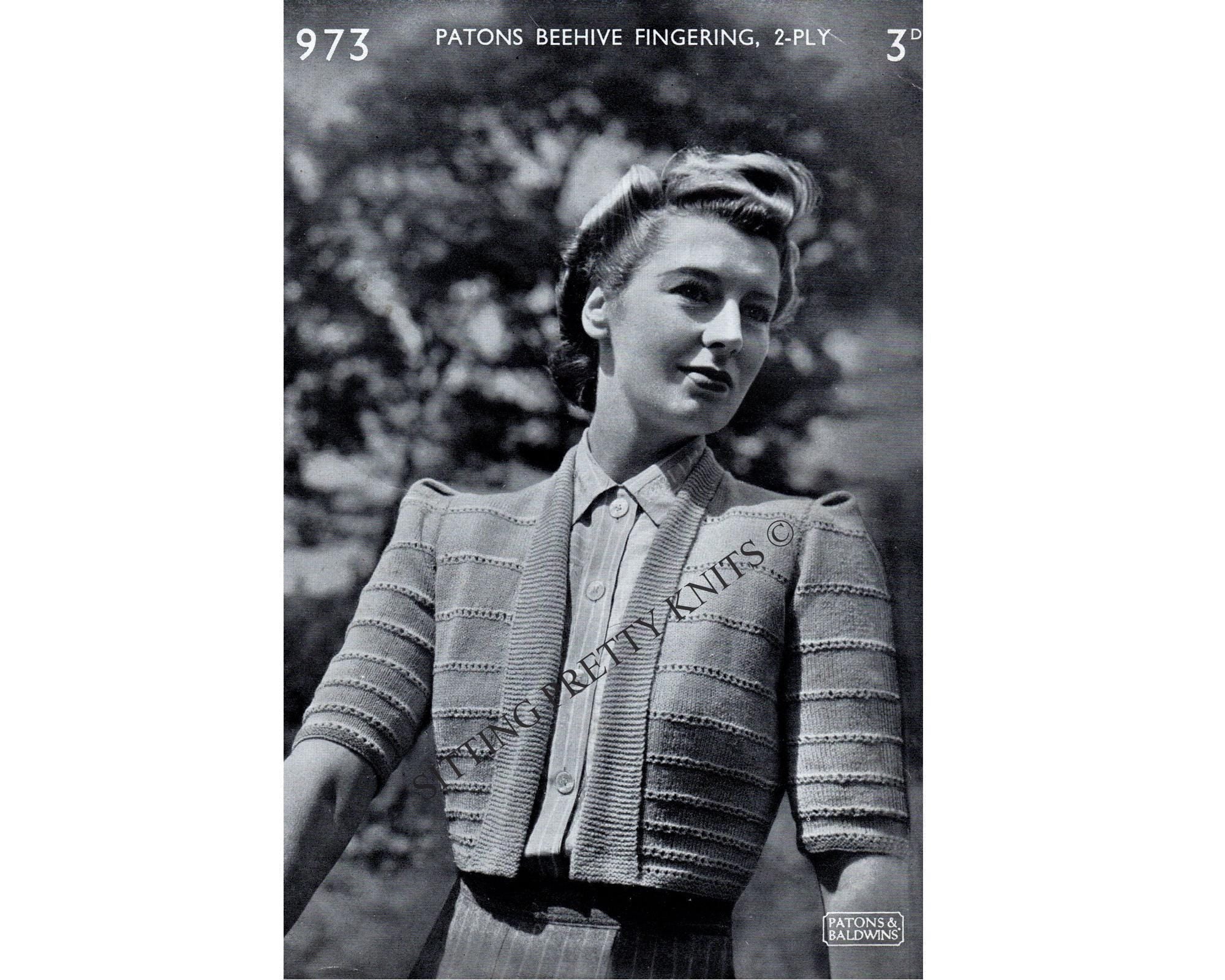 Knitted Cropped Jacket Pattern, Puff Sleeves, Striped Cardigan (PDF Pattern) - Sitting Pretty Knits