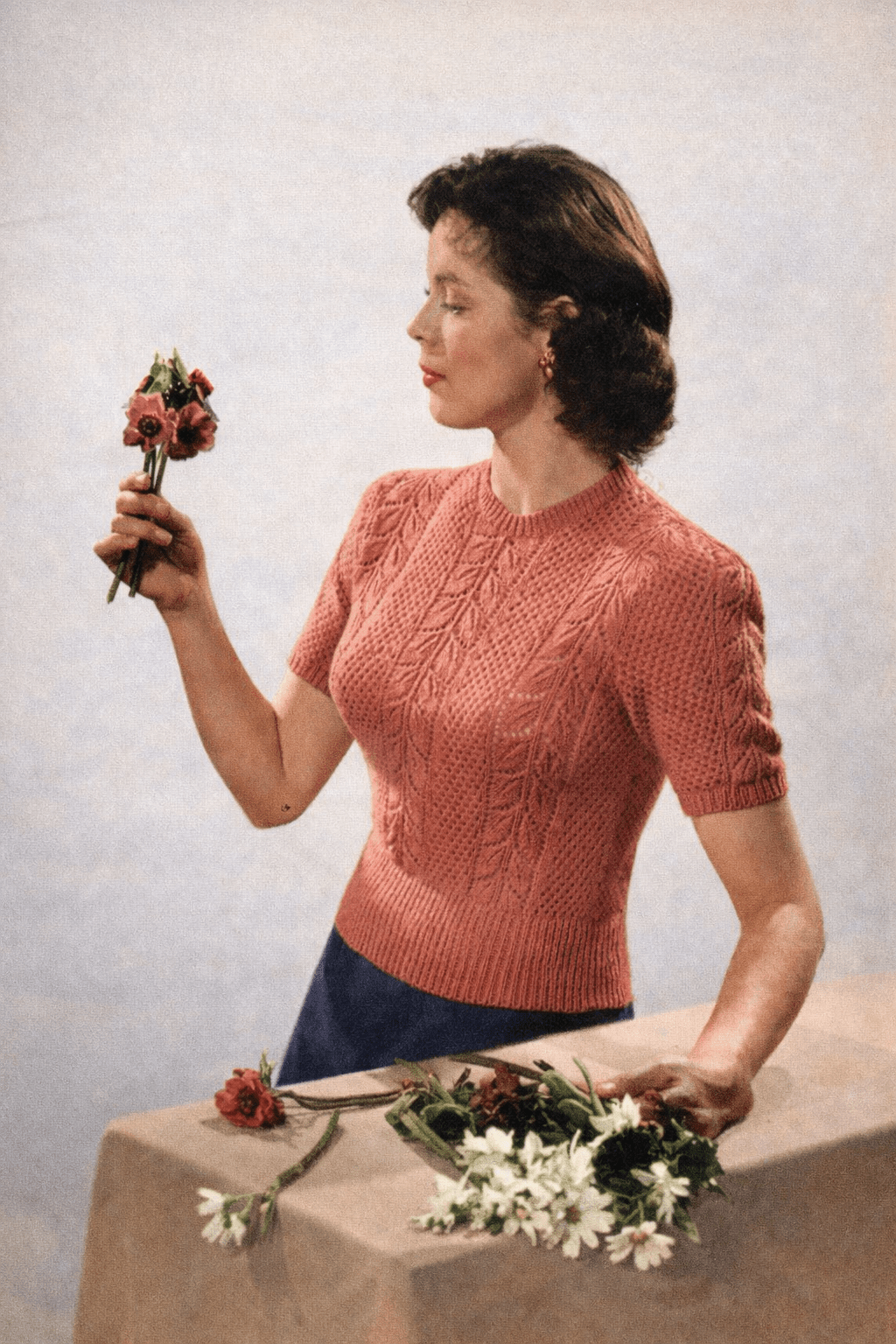 Leaves and Trellis – Vintage 1950s Lace Knit Sweater Pattern - Sitting Pretty Knits