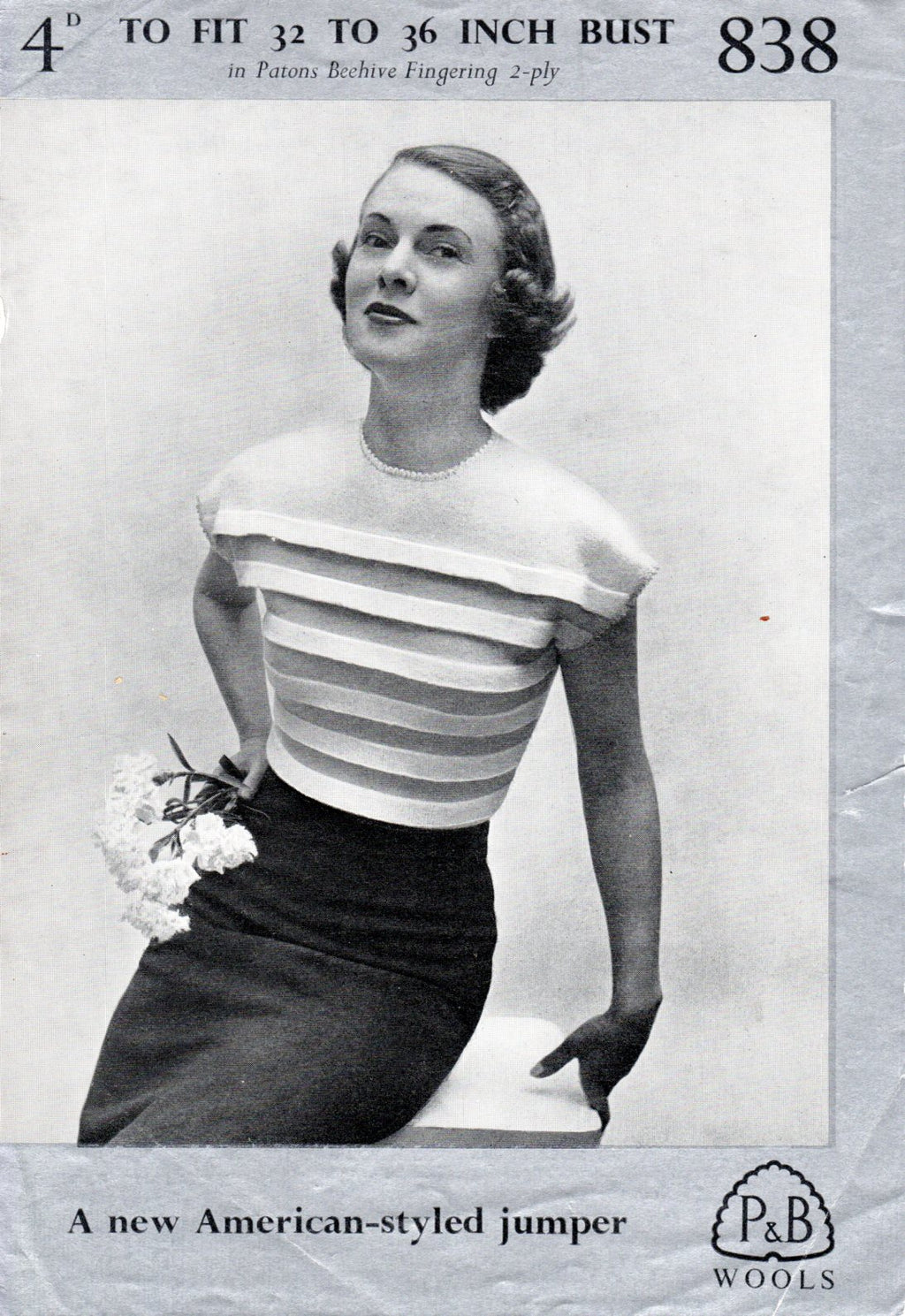 American Style Striped Jumper in 2 Ply | Patons & Baldwins 838
