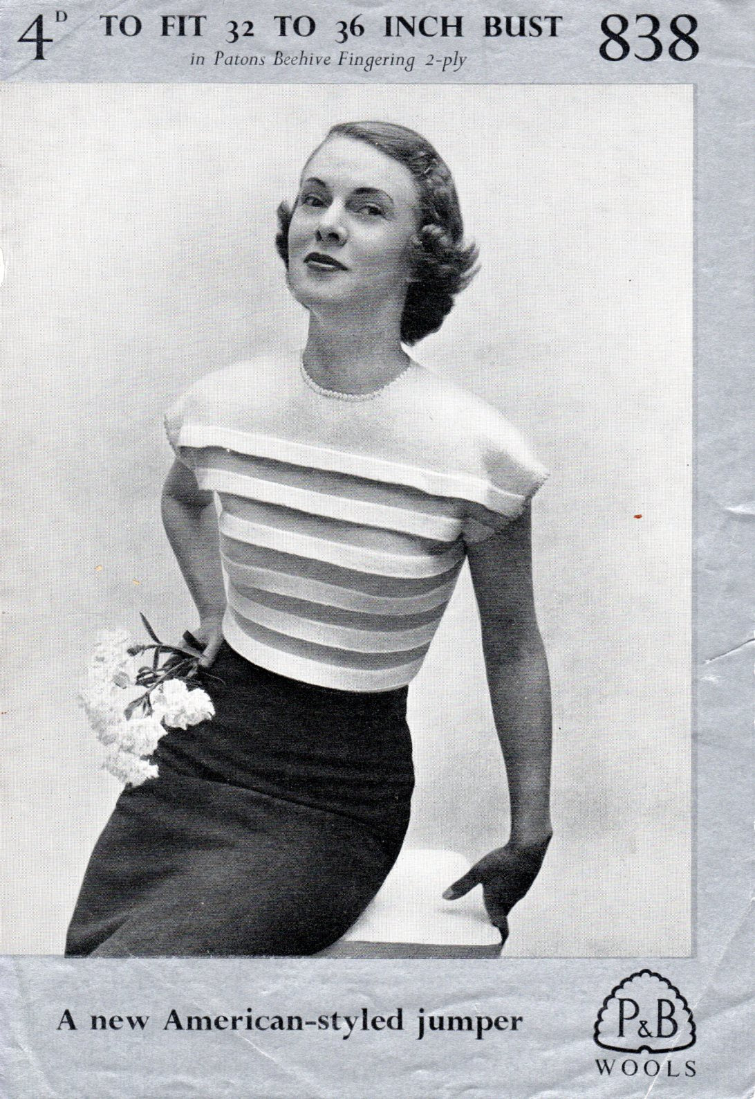 American Style Striped Jumper in 2 Ply | Patons & Baldwins 838