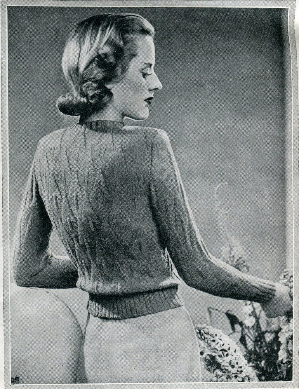 1930s Vintage Sweater Digital Knitting Pattern, Pretty in Pine Trees Pattern, Bust 32" - 34" - Sitting Pretty Knits