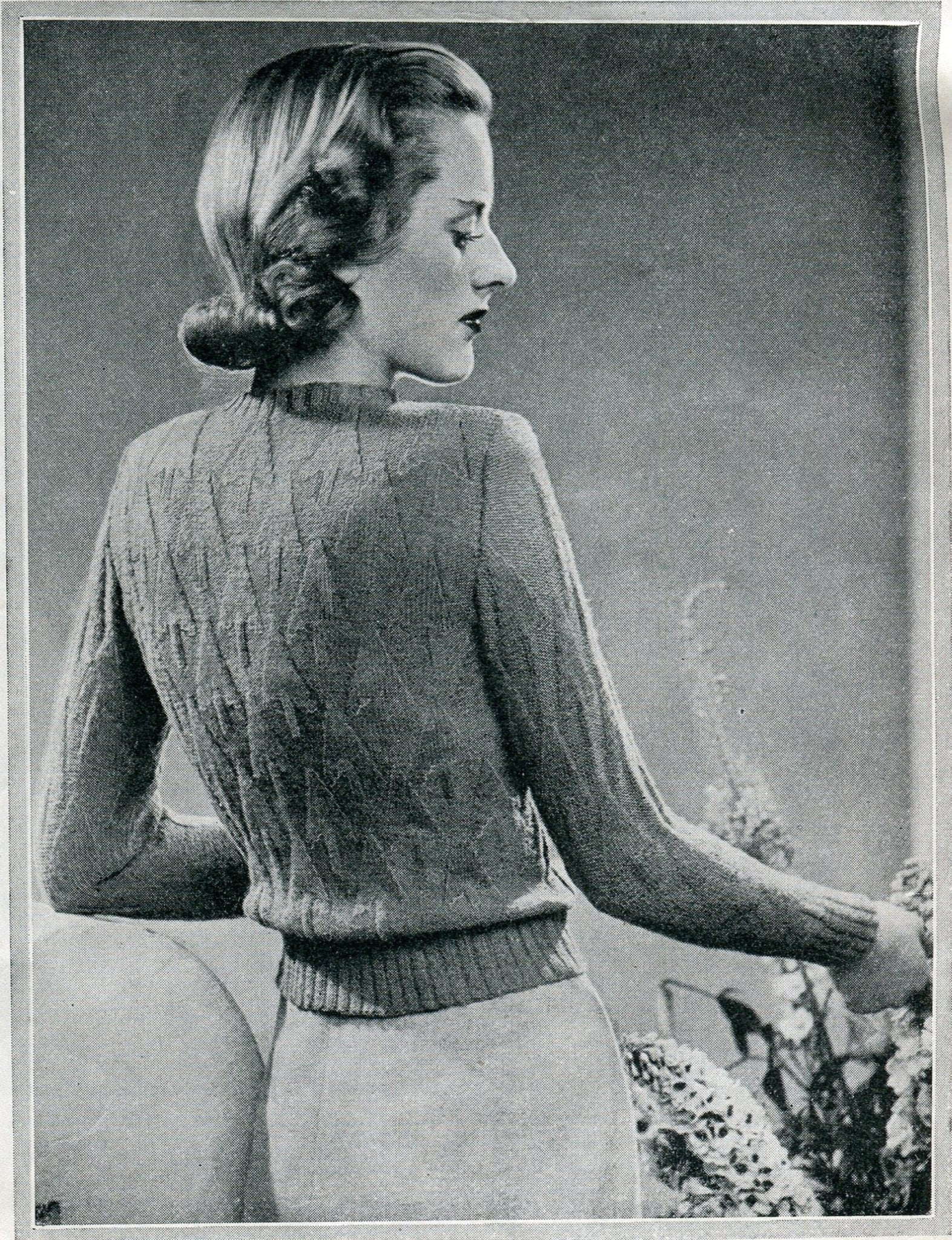 1930s Vintage Sweater Digital Knitting Pattern, Pretty in Pine Trees Pattern, Bust 32" - 34" - Sitting Pretty Knits