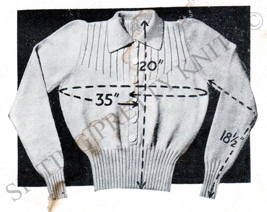 1940s Rib Yoked Jumper Knitting Pattern, Bust 35" (PDF Pattern) - Sitting Pretty Knits
