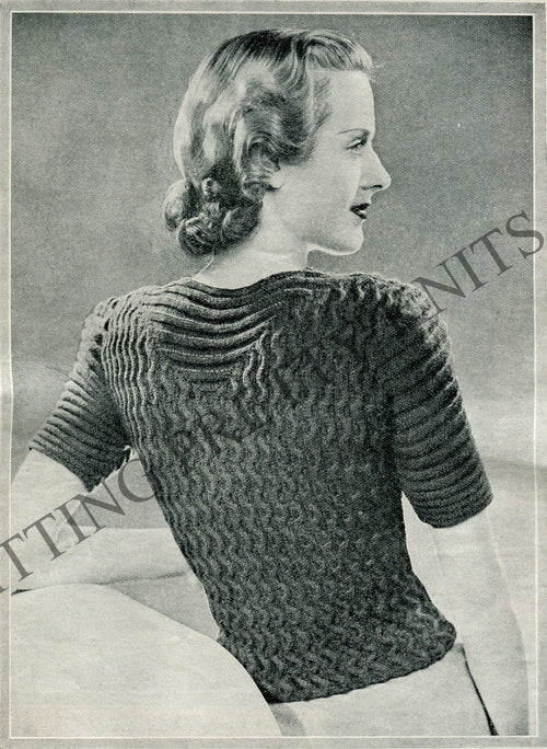 1930s Riveting Ripples Sweater Knitting Pattern (Bust 35 - 40") (PDF Pattern) - Sitting Pretty Knits