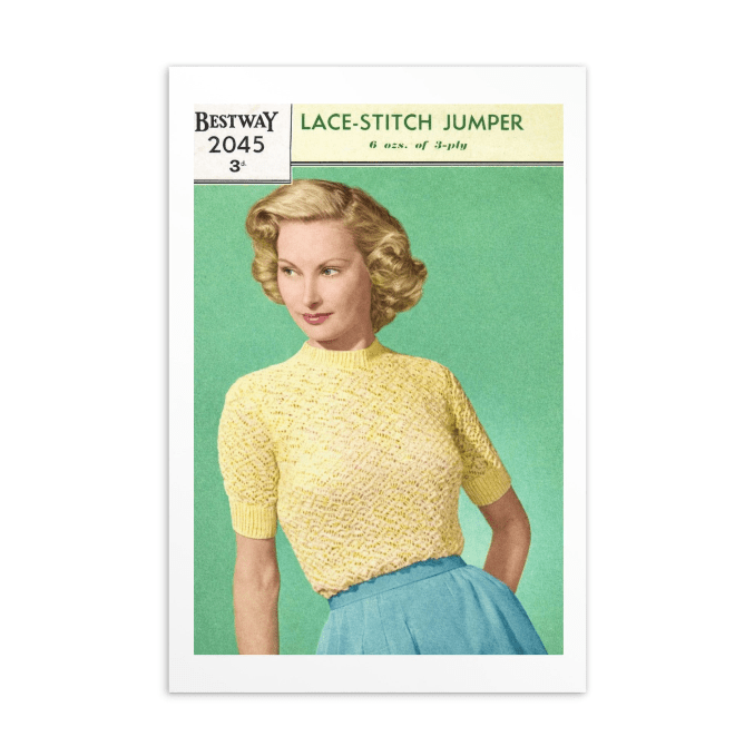 Vintage Knitting Patterns Postcards 5 Pack - Sitting Pretty Knits