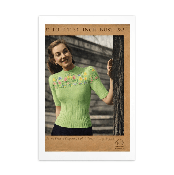 Vintage Knitting Patterns Postcards 5 Pack - Sitting Pretty Knits