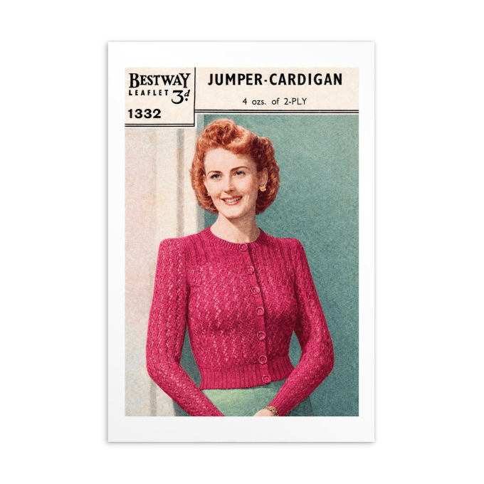 Vintage Knitting Patterns Postcards 5 Pack - Sitting Pretty Knits