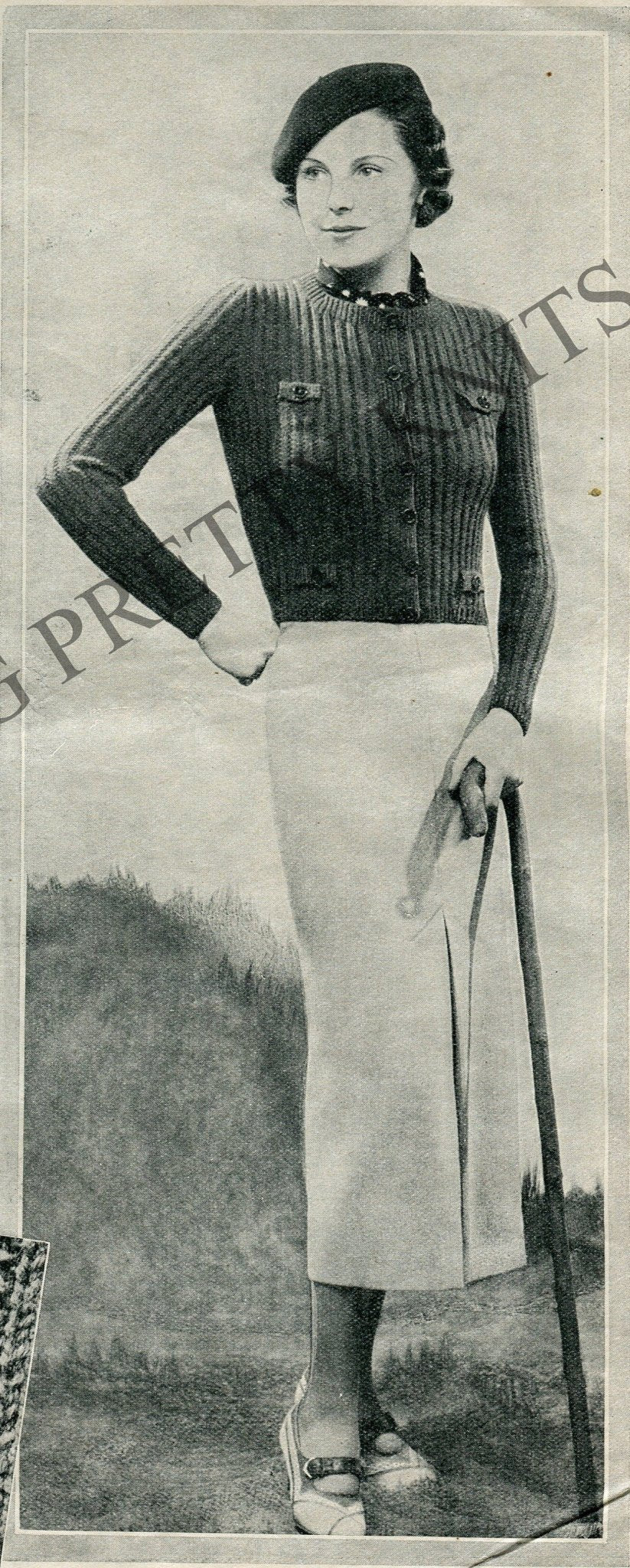 Bust 34" - 36", Sporting Woolly Pattern 1930s sweater jacket vintage 30s knitting pattern pdf - Sitting Pretty Knits