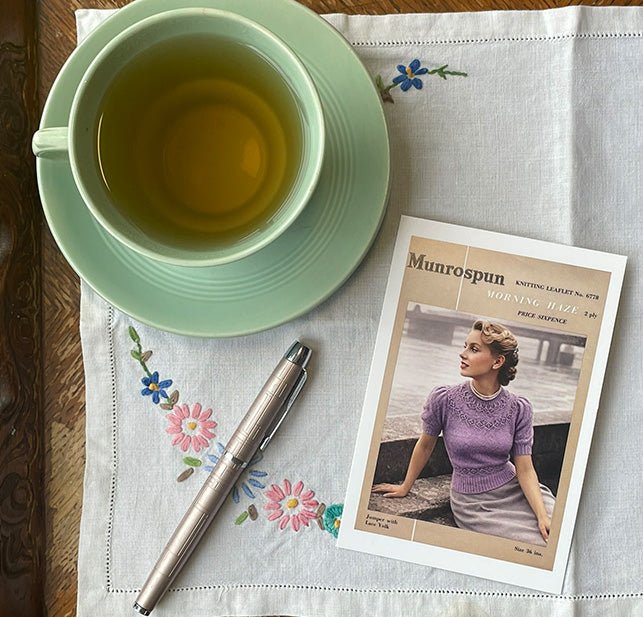 Munrospun Vintage Ranunculus Sweater Postcard 4" x 6" - Sitting Pretty Knits