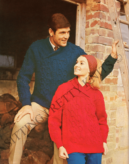Vintage 70s Aran Knitting Patterns Booklet, Sweaters, Cardigans (Digital PDF) - Sitting Pretty Knits