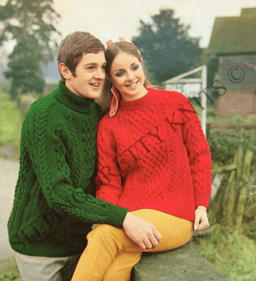 Vintage 70s Aran Knitting Patterns Booklet, Sweaters, Cardigans (Digital PDF) - Sitting Pretty Knits
