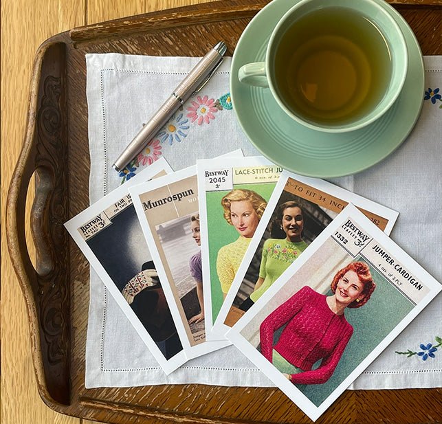 Vintage Knitting Patterns Postcards 5 Pack - Sitting Pretty Knits