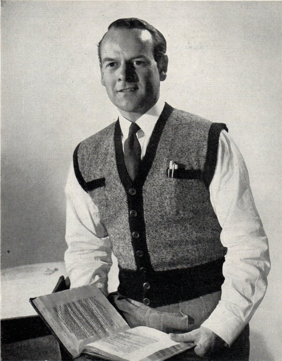 Welted Waistcoat Vintage Knitting Pattern PDF – Classic Men’s Buttoned Vest - Sitting Pretty Knits