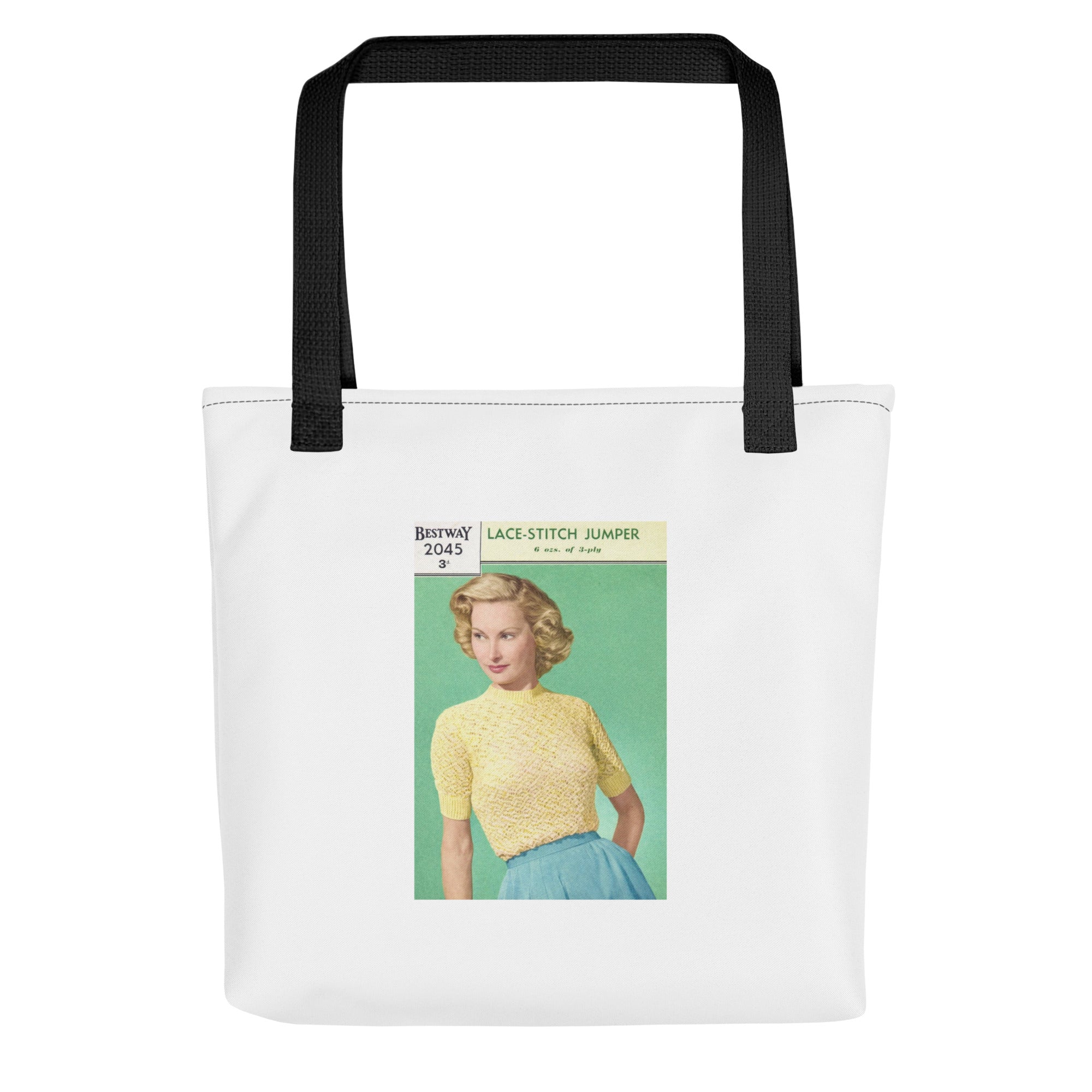 Vintage Knitting Pattern Tote bag - Sitting Pretty Knits