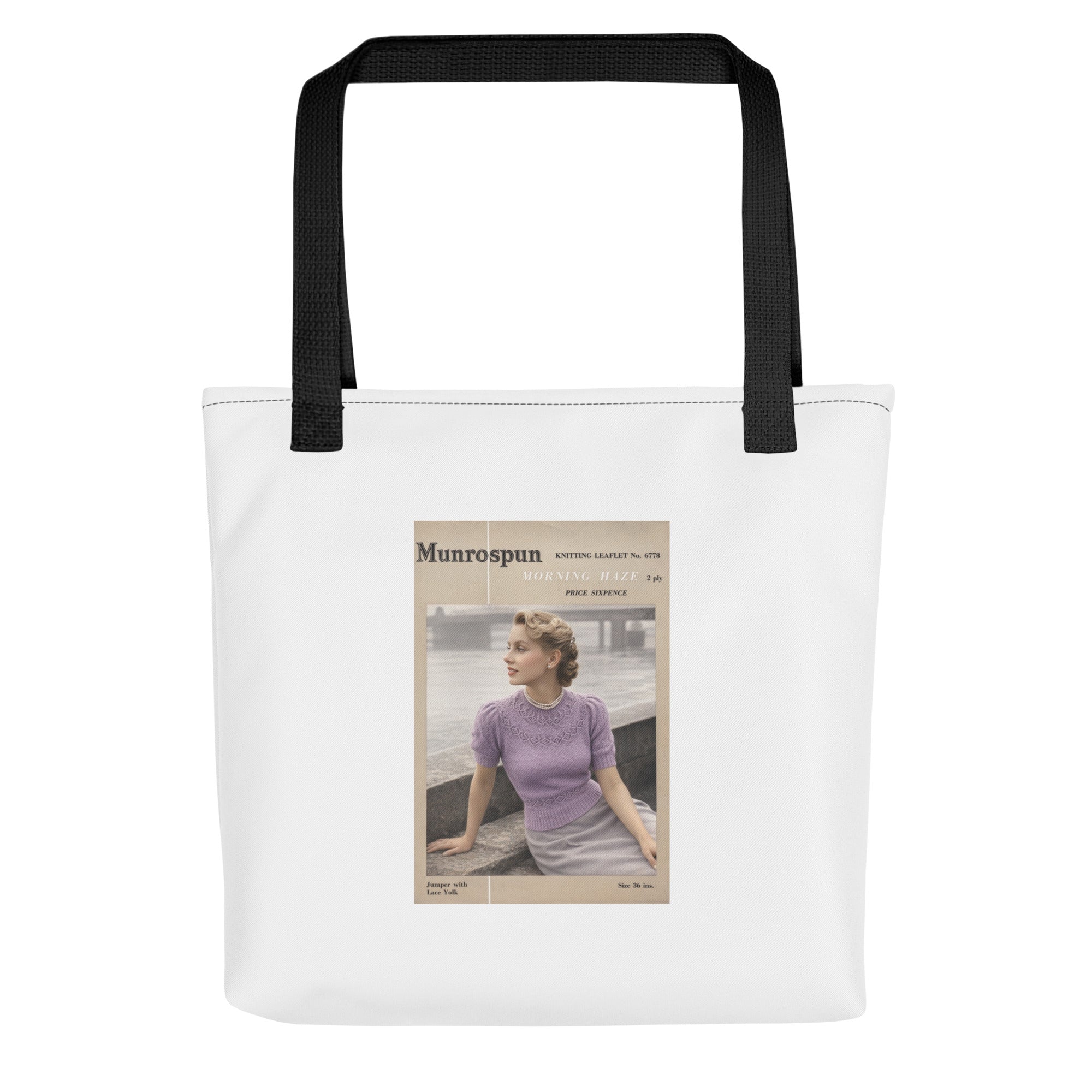 Vintage Knitting Pattern Tote bag - Sitting Pretty Knits