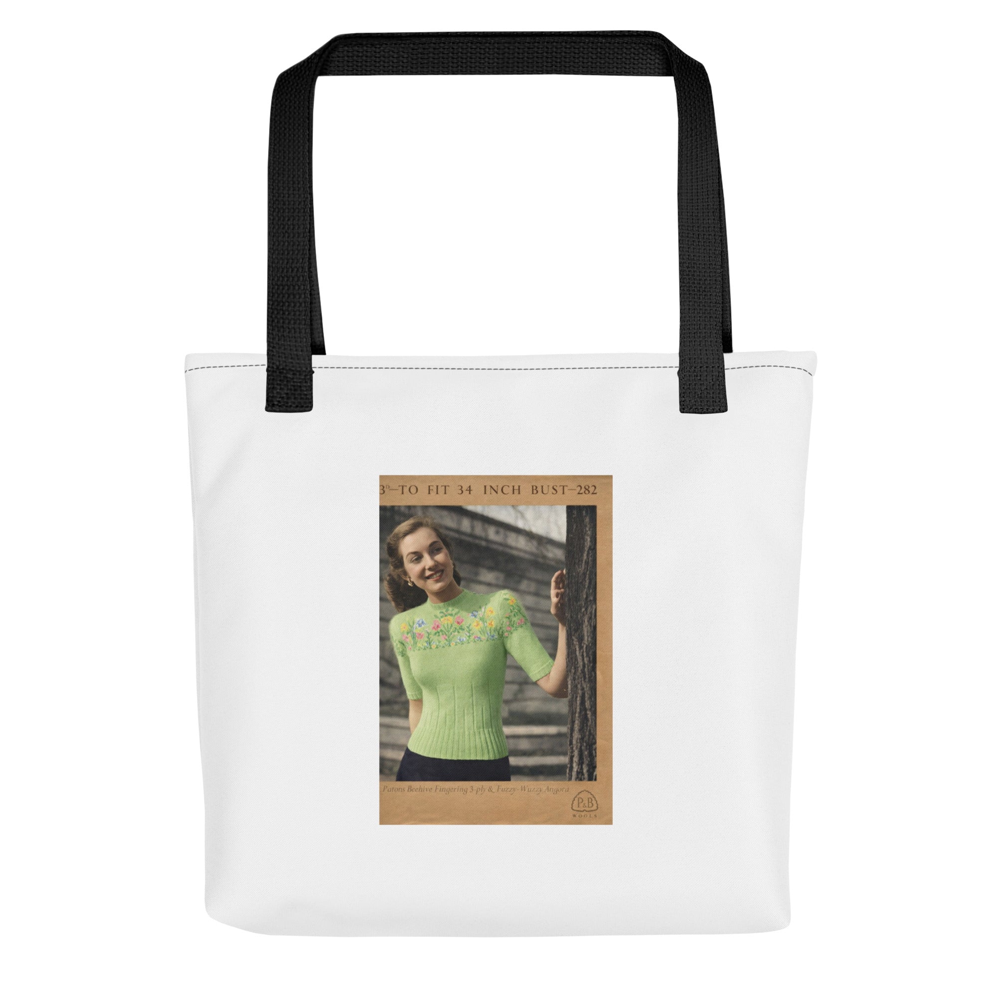 Vintage Knitting Pattern Tote bag - Sitting Pretty Knits
