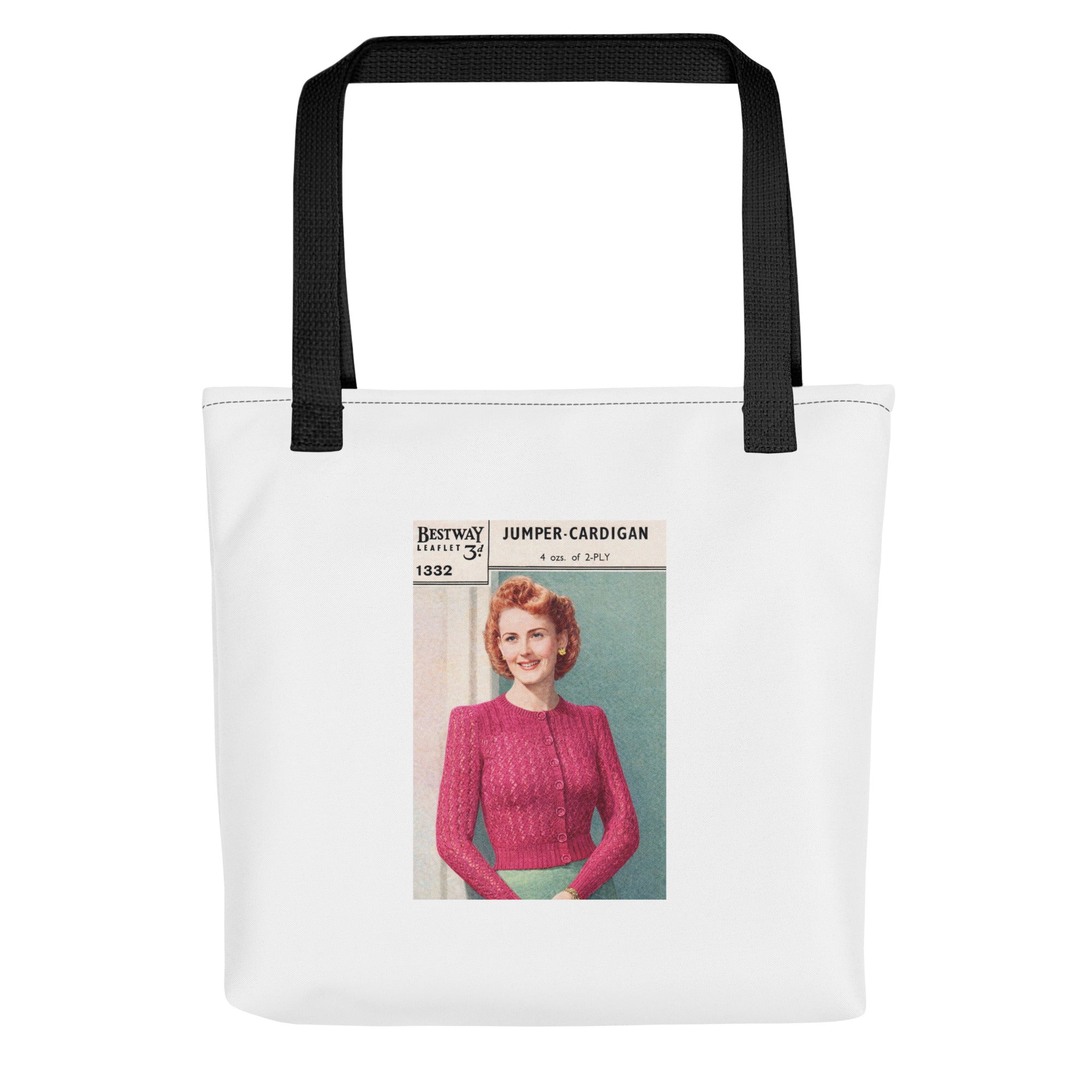 Vintage Knitting Pattern Tote bag - Sitting Pretty Knits