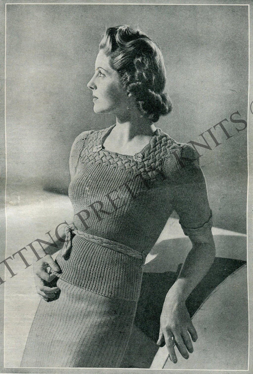1930s Basket Weave Knit Evening Top Pattern, Bust 36" (Digital Download) - Sitting Pretty Knits
