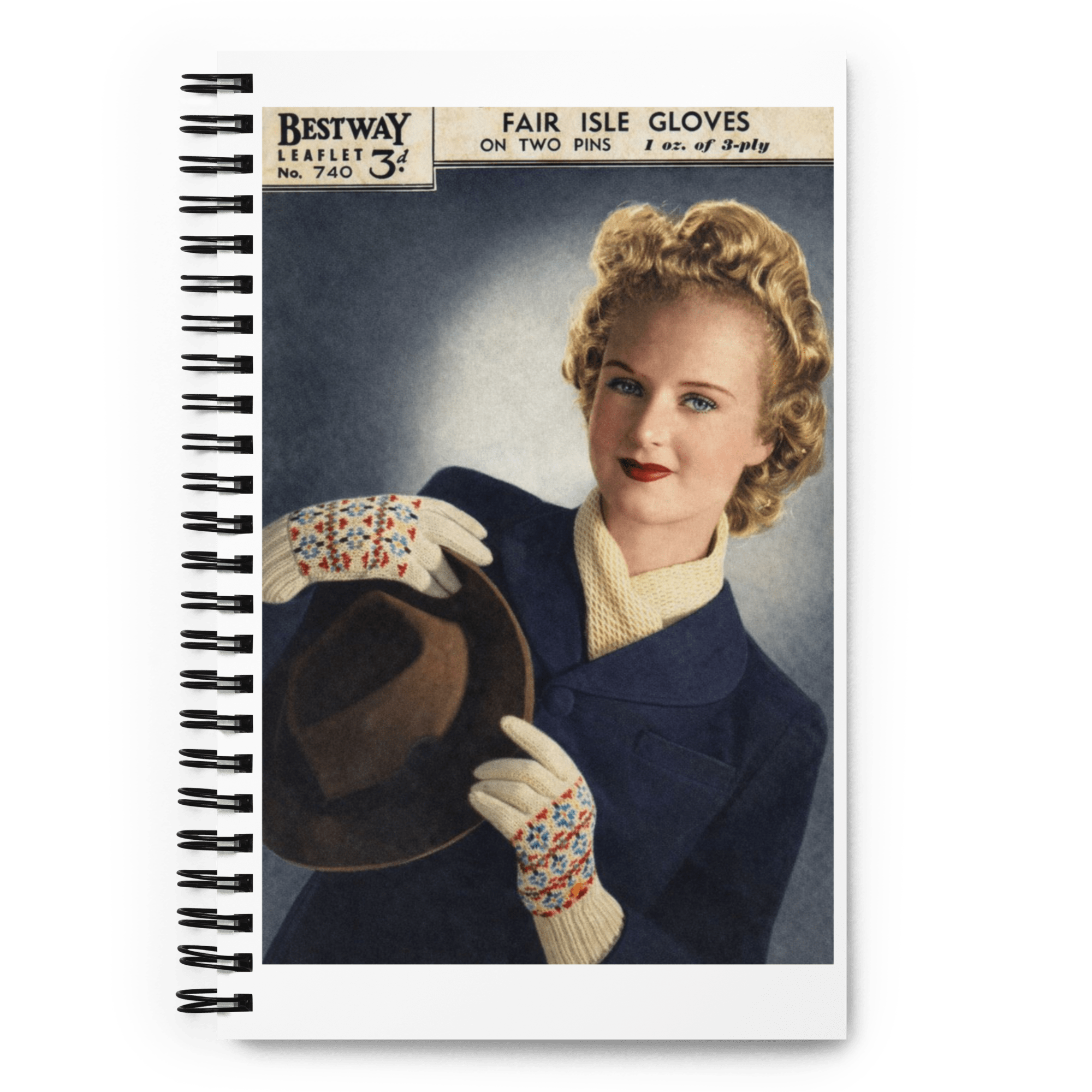 Vintage Knitting Pattern A5 Spiral Notebook Dotted Pages - Sitting Pretty Knits