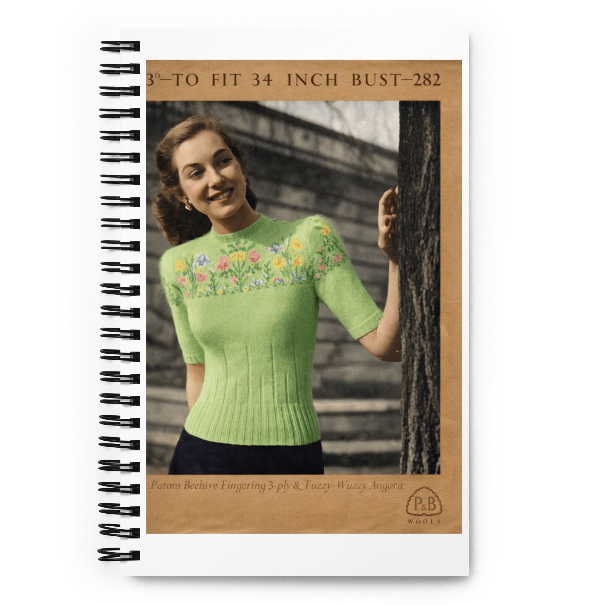 Vintage Knitting Pattern A5 Spiral Notebook Dotted Pages - Sitting Pretty Knits